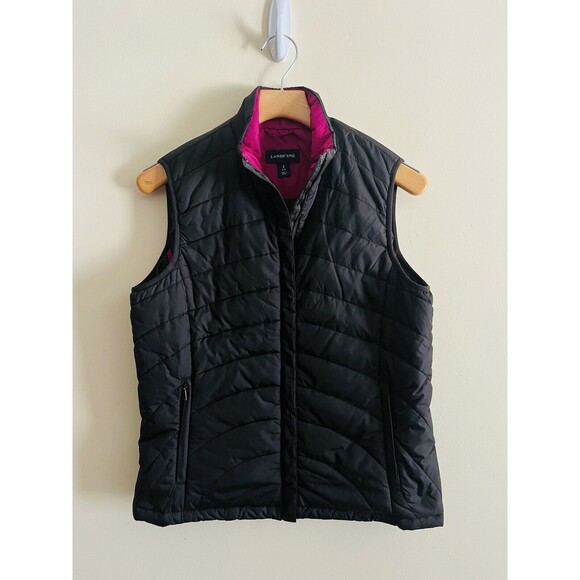 Lands End‎ Puffer Vest Womens Size Small 6-8 Full Zip Outdoor Black Pockets - Picture 1 of 2